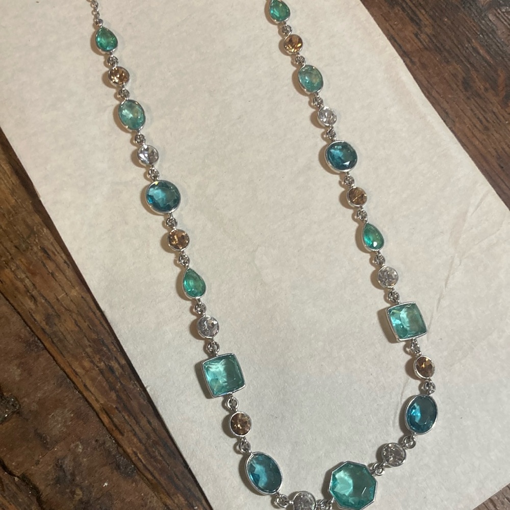 Carolee 18” Blue, Clear And Brown Crystals. - image 1